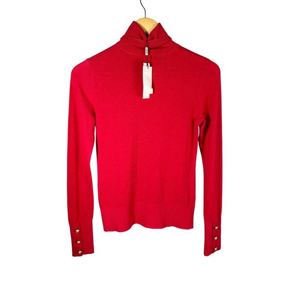 L’AGENCE Flora Turtleneck Top in Lava Red & Gold Size XS - Picture 2 of 9